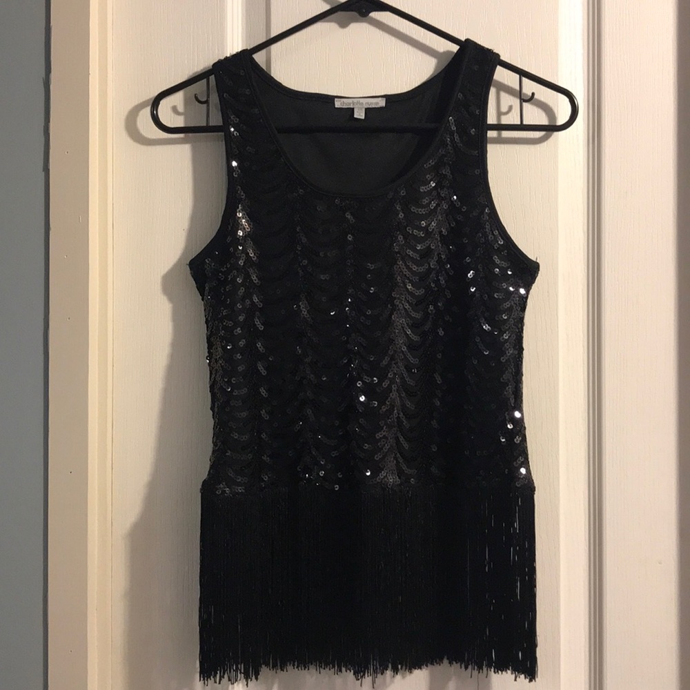 Sequined tasseled top